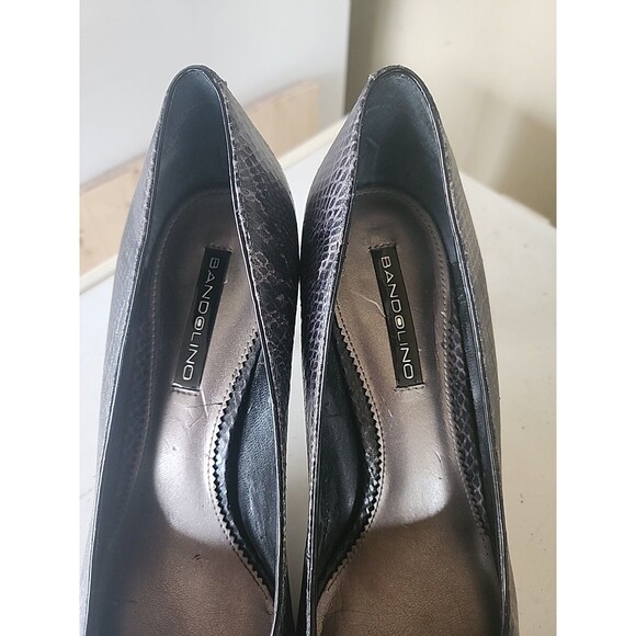 Bandolino 2-Inch Open-Toe Pumps Size 8.5 Black Faux Snakeskin - Picture 15 of 16